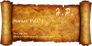 Hanus Pál névjegykártya